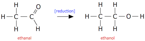 ethanal reduction to ethanol
